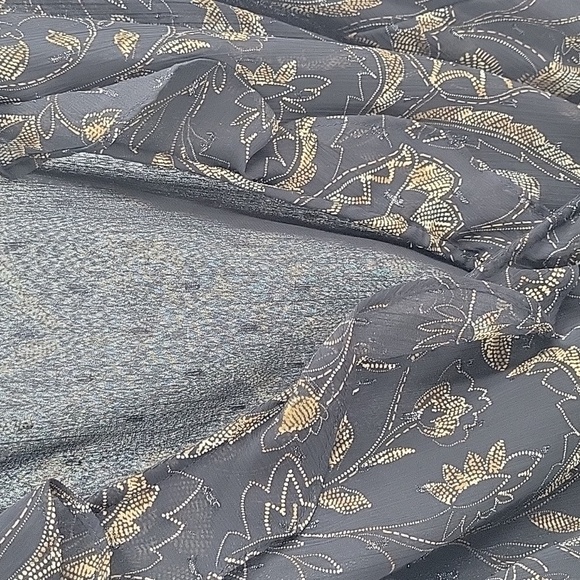 Floral Wrap Top - Black and Gold Shimmery - Picture 10 of 15